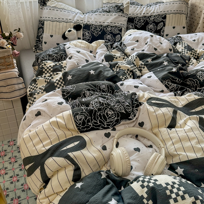 91家纺网 家纺一手货源 找家纺 花伞家居 2025新款印花双层纱四件套（提供买家秀） 维壹