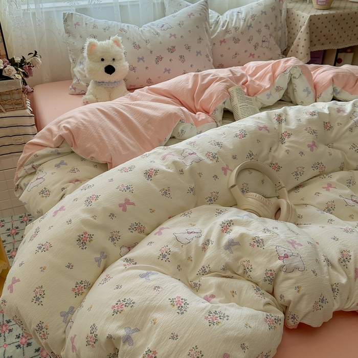 91家纺网 家纺一手货源 找家纺 花伞家居 2025新款印花双层纱四件套（提供买家秀） 新气场