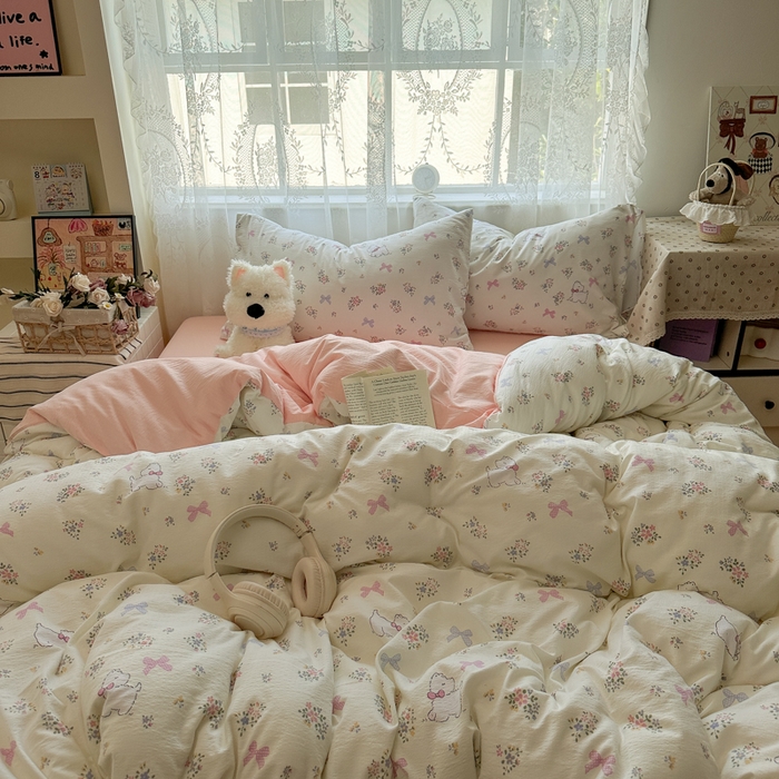 91家纺网 家纺一手货源 找家纺 花伞家居 2025新款印花双层纱四件套（提供买家秀） 新气场