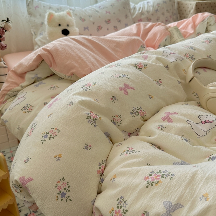 91家纺网 家纺一手货源 找家纺 花伞家居 2025新款印花双层纱四件套（提供买家秀） 新气场