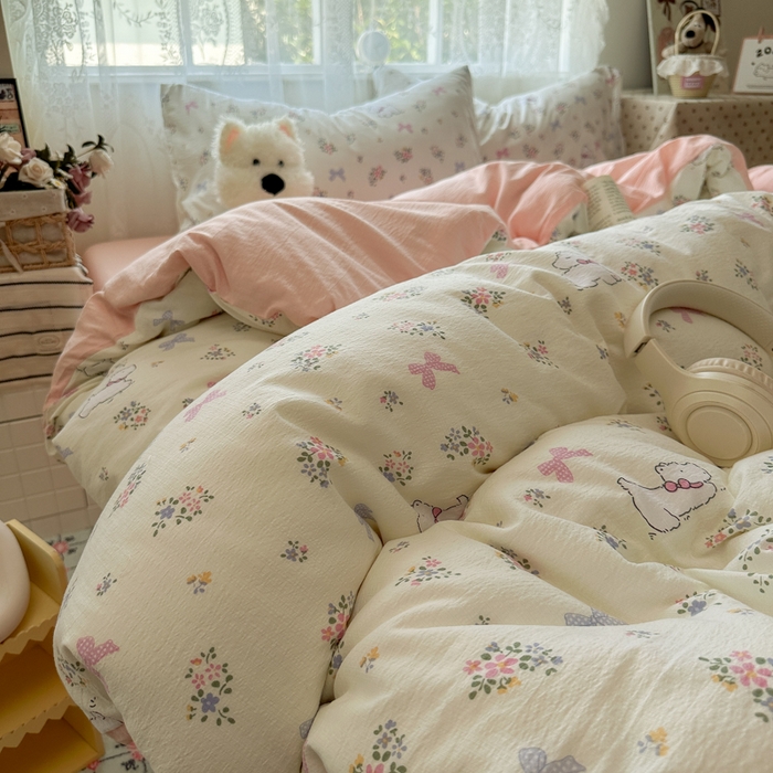 91家纺网 家纺一手货源 找家纺 花伞家居 2025新款印花双层纱四件套（提供买家秀） 新气场