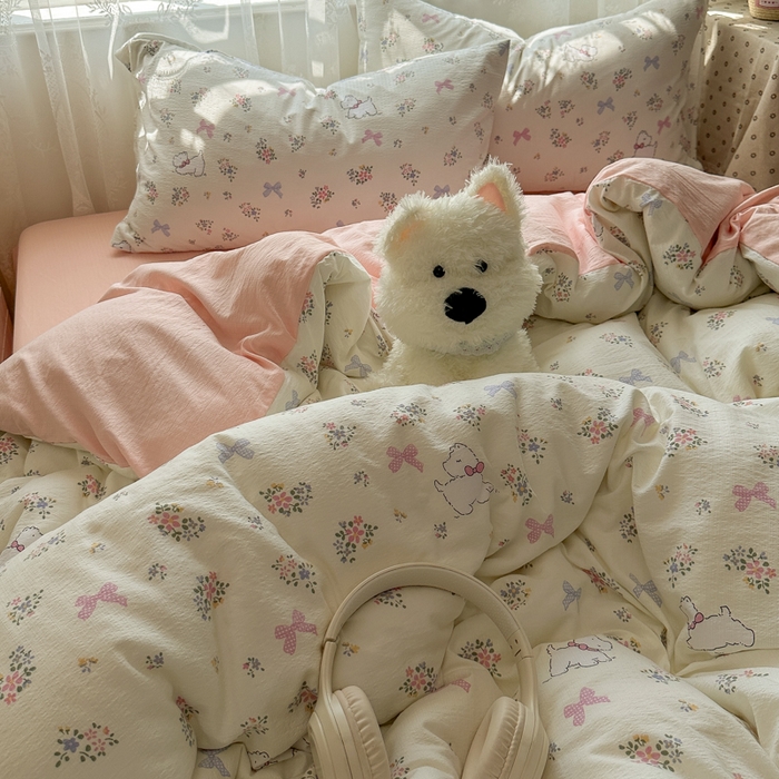 91家纺网 家纺一手货源 找家纺 花伞家居 2025新款印花双层纱四件套（提供买家秀） 新气场