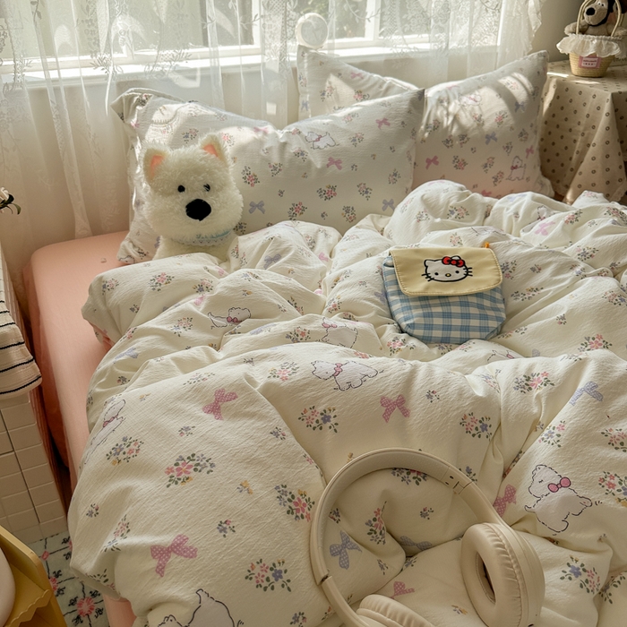 91家纺网 家纺一手货源 找家纺 花伞家居 2025新款印花双层纱四件套（提供买家秀） 新气场