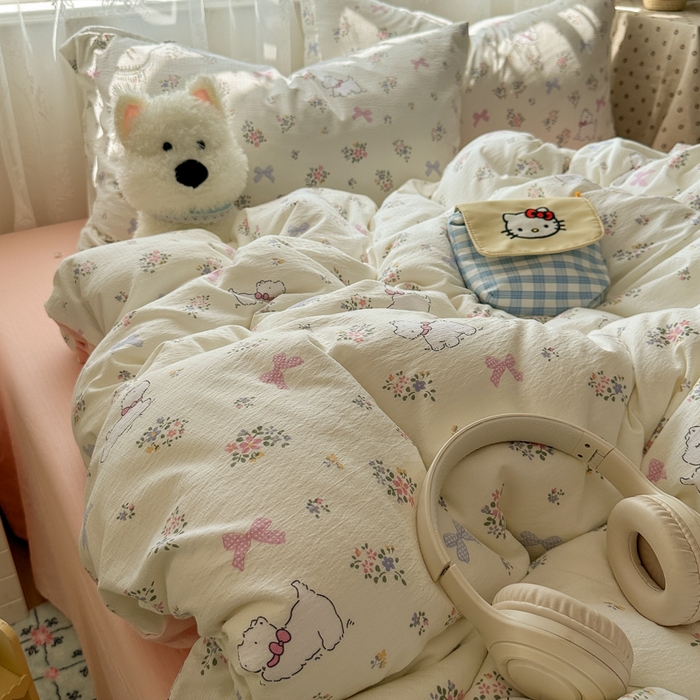 91家纺网 家纺一手货源 找家纺 花伞家居 2025新款印花双层纱四件套（提供买家秀） 新气场