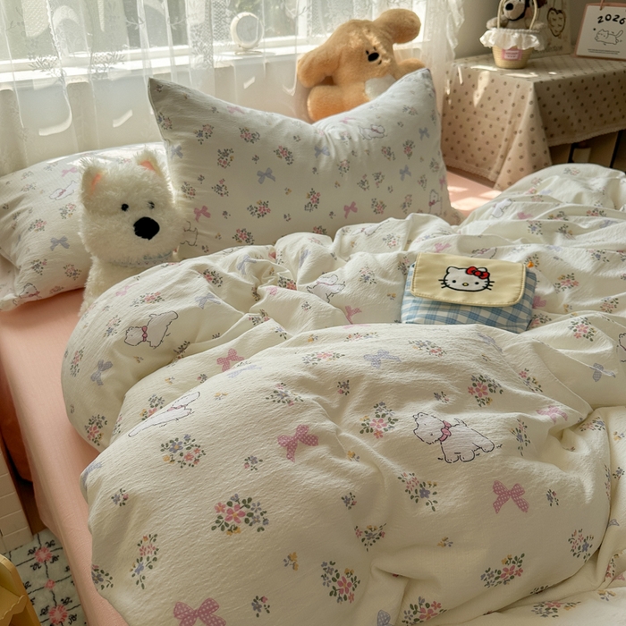 91家纺网 家纺一手货源 找家纺 花伞家居 2025新款印花双层纱四件套（提供买家秀） 新气场