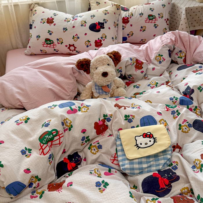 91家纺网 家纺一手货源 找家纺 花伞家居 2025新款印花双层纱四件套（提供买家秀） 休闲一刻