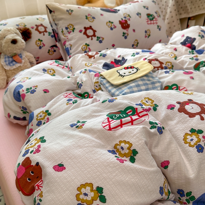 91家纺网 家纺一手货源 找家纺 花伞家居 2025新款印花双层纱四件套（提供买家秀） 休闲一刻