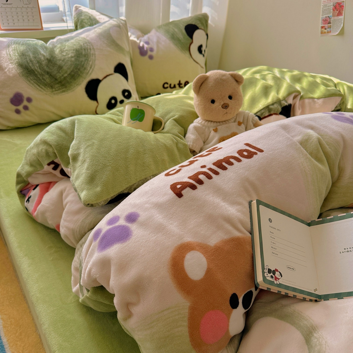 91家纺网 家纺一手货源 找家纺 （总）繁花家居 2025新款200克牛奶绒小清新卡通复古风三件套四件套