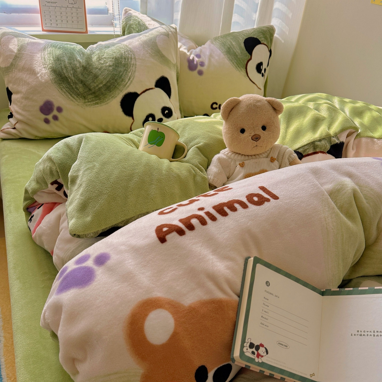 91家纺网 家纺一手货源 找家纺 （总）繁花家居 2025新款200克牛奶绒小清新卡通复古风三件套四件套