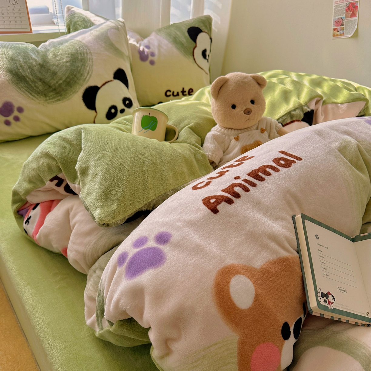 91家纺网 家纺一手货源 找家纺 （总）繁花家居 2025新款200克牛奶绒小清新卡通复古风三件套四件套