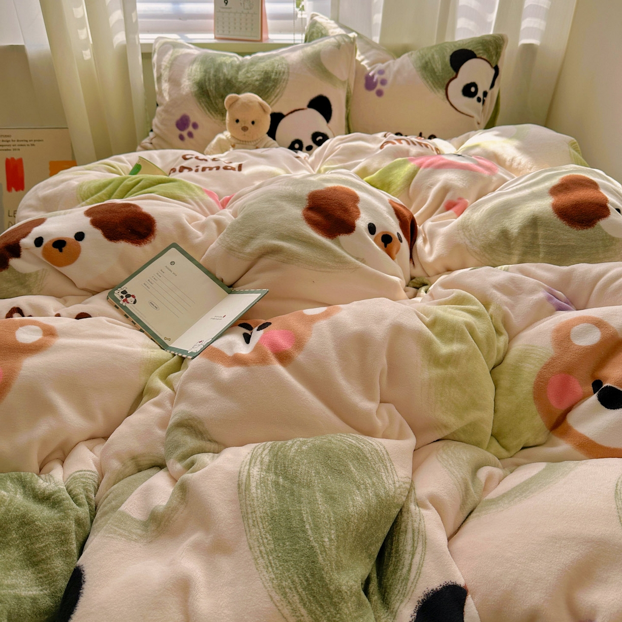 91家纺网 家纺一手货源 找家纺 （总）繁花家居 2025新款200克牛奶绒小清新卡通复古风三件套四件套