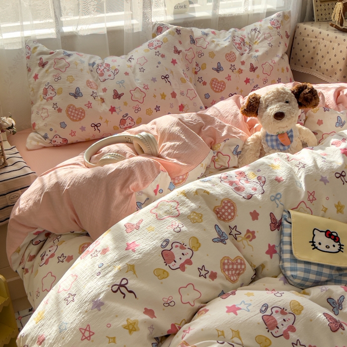 91家纺网 家纺一手货源 找家纺 花伞家居 2025新款印花双层纱四件套（提供买家秀） 追蝴蝶