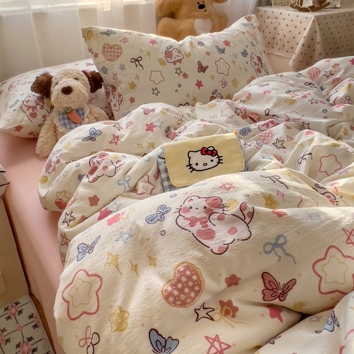 91家纺网 家纺一手货源 找家纺 花伞家居 2025新款印花双层纱四件套（提供买家秀） 追蝴蝶