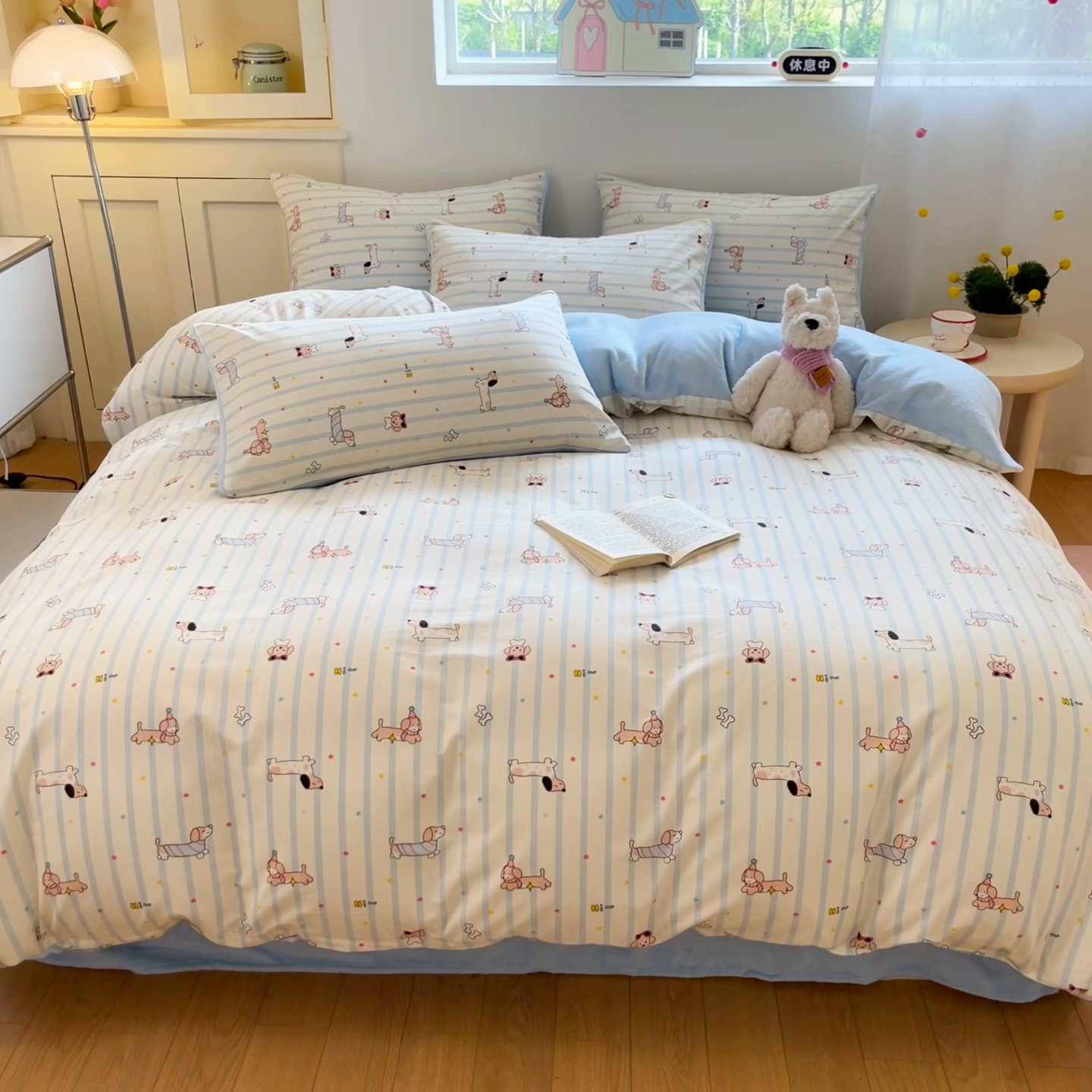 91家纺网 家纺一手货源 找家纺 麦伦家居 2025秋冬新款多功能床品全棉+牛奶绒印花四件套 机灵旺仔