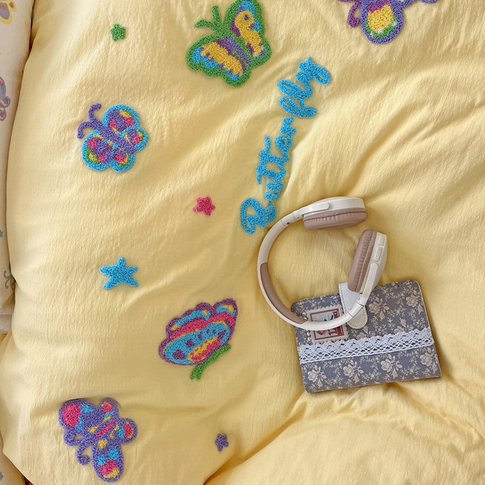 91家纺网 家纺一手货源 找家纺 （总）花伞家居 2025新款毛巾绣印花双层纱四件套（提供买家秀）