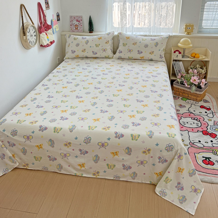 91家纺网 家纺一手货源 找家纺 （总）花伞家居 2025新款毛巾绣印花双层纱四件套（提供买家秀）