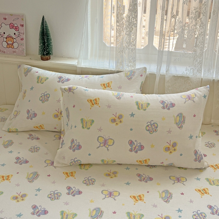 91家纺网 家纺一手货源 找家纺 （总）花伞家居 2025新款毛巾绣印花双层纱四件套（提供买家秀）