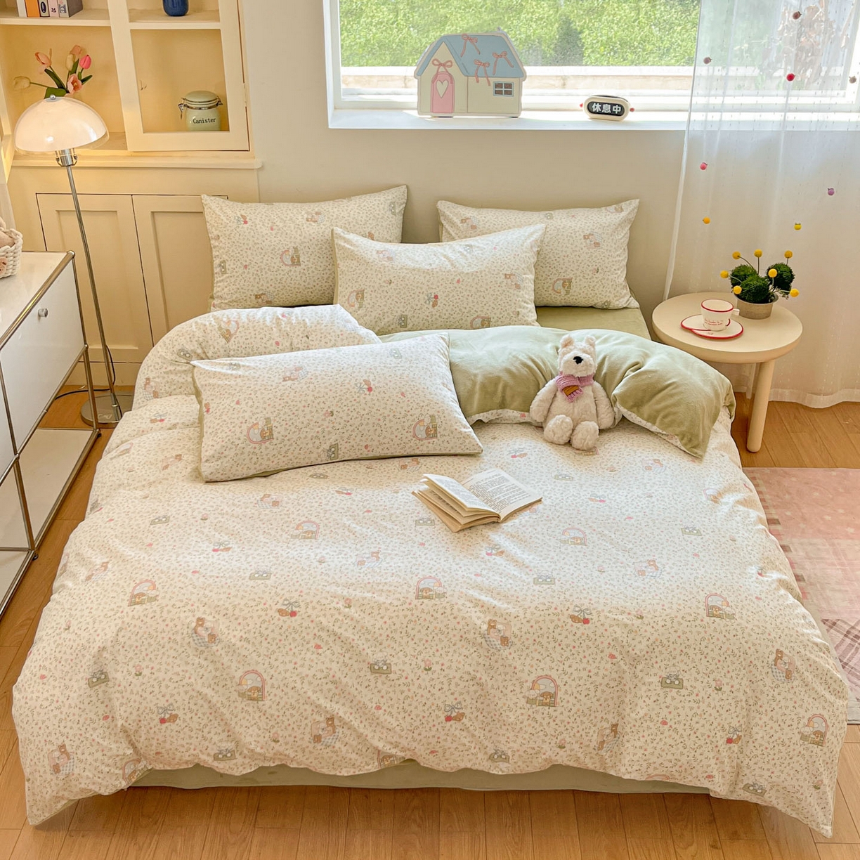 91家纺网 家纺一手货源 找家纺 麦伦家居 2025秋冬新款多功能床品全棉+牛奶绒印花四件套 快乐伙伴