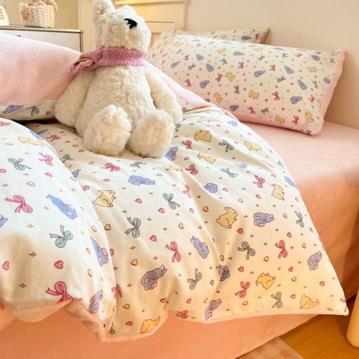 91家纺网 家纺一手货源 找家纺 麦伦家居 2025秋冬新款多功能床品全棉+牛奶绒印花四件套 乐语空间