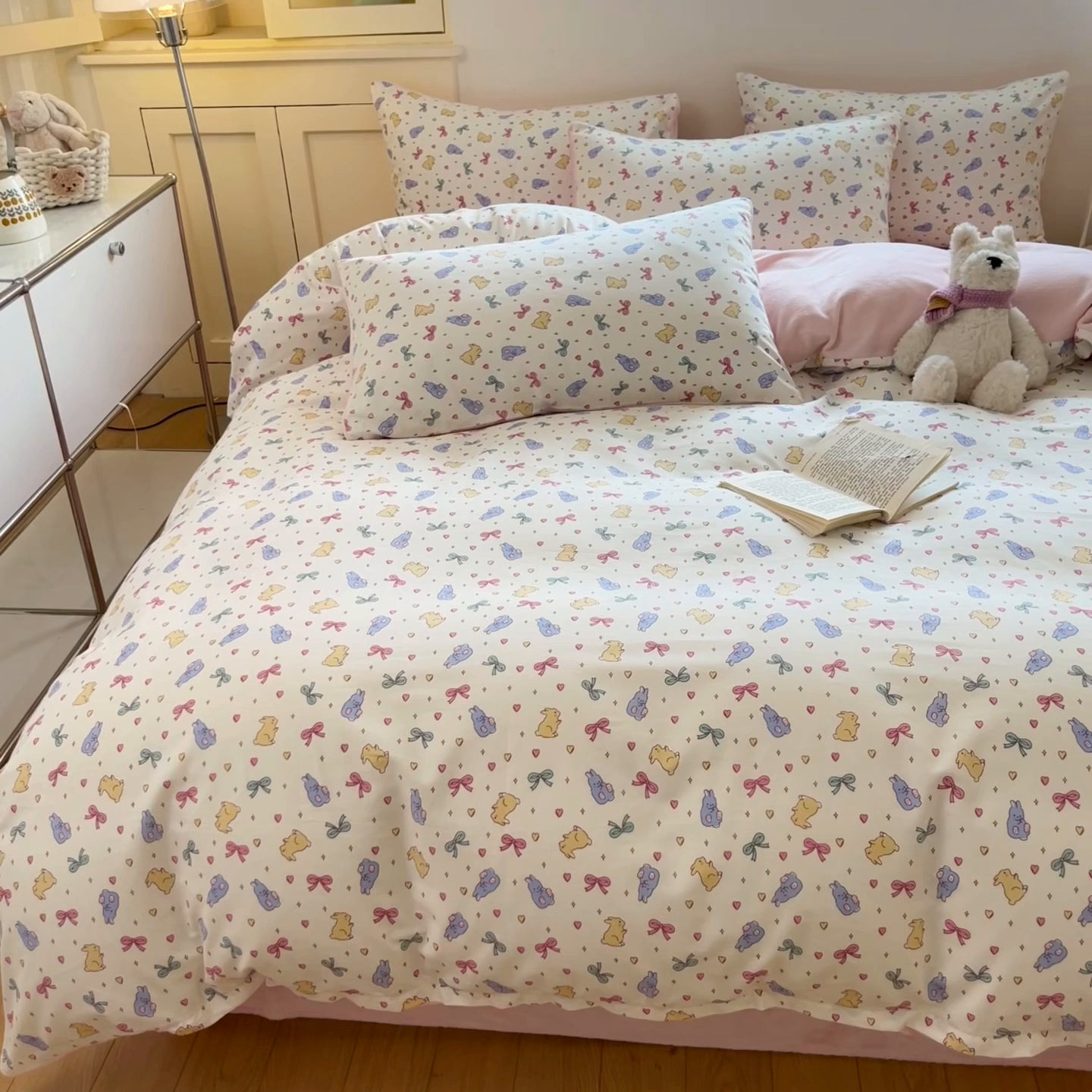 91家纺网 家纺一手货源 找家纺 麦伦家居 2025秋冬新款多功能床品全棉+牛奶绒印花四件套 乐语空间