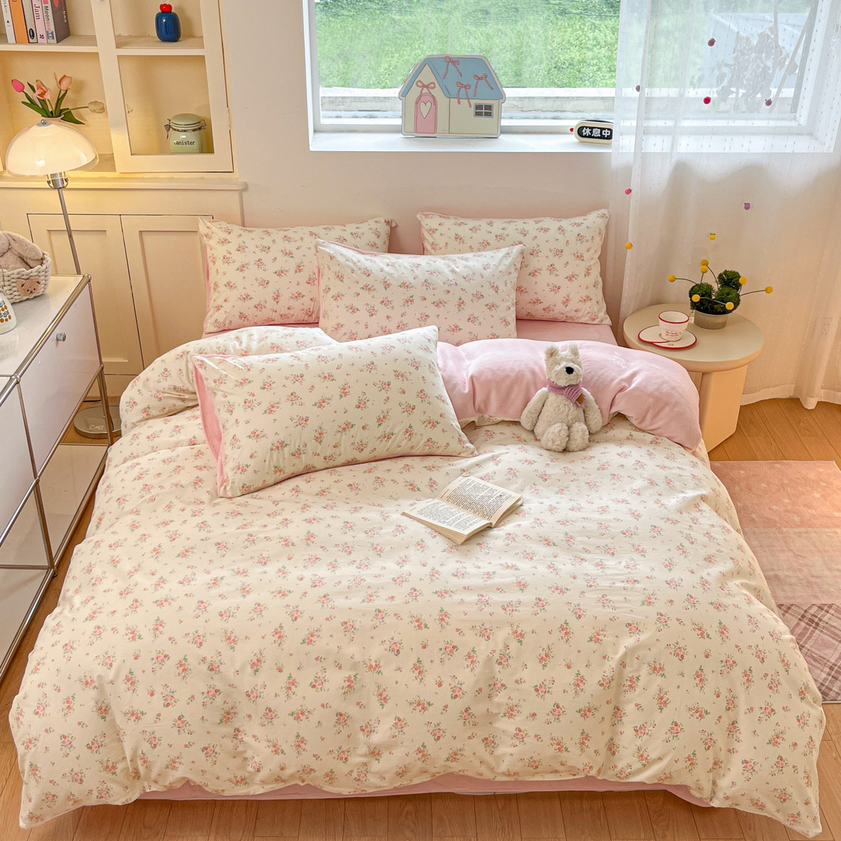 91家纺网 家纺一手货源 找家纺 麦伦家居 2025秋冬新款多功能床品全棉+牛奶绒印花四件套 那些花儿