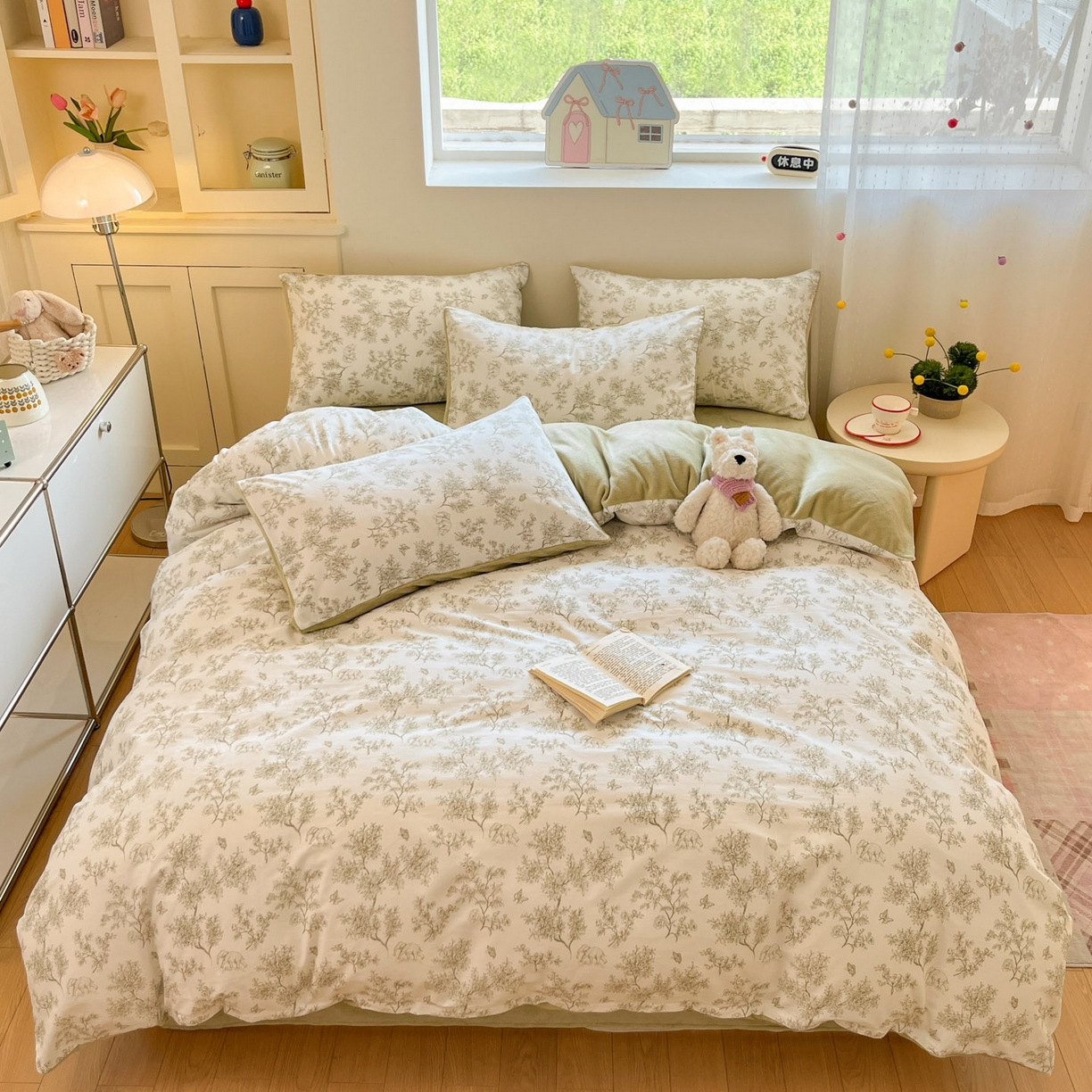 91家纺网 家纺一手货源 找家纺 麦伦家居 2025秋冬新款多功能床品全棉+牛奶绒印花四件套 如画