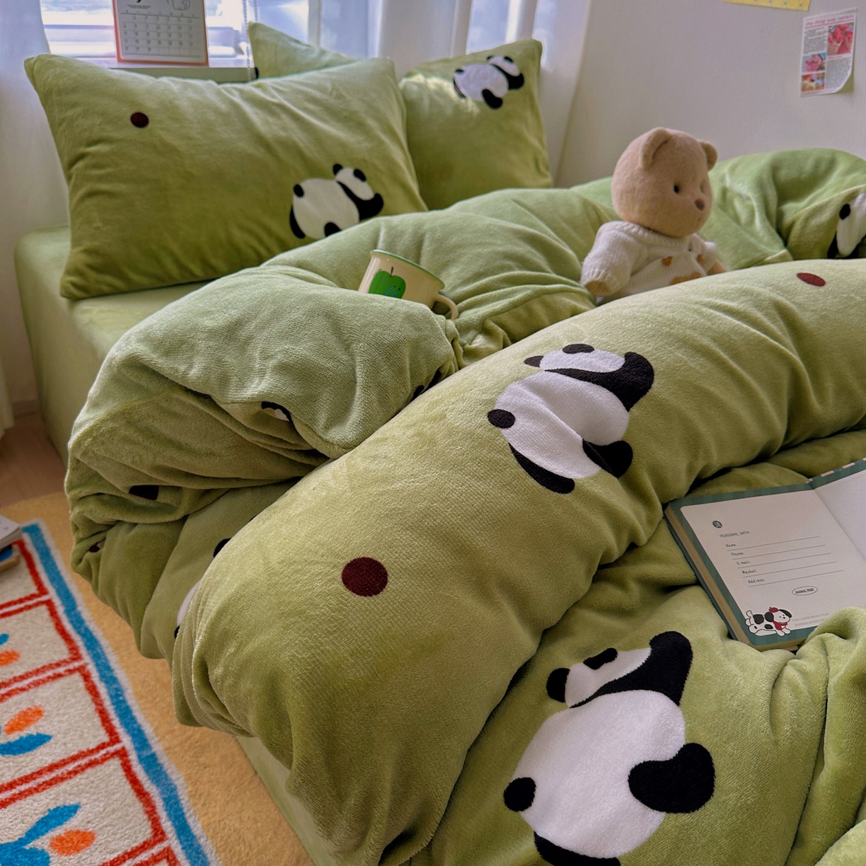 91家纺网 家纺一手货源 找家纺 （总）繁花家居 2025新款200克牛奶绒小清新卡通复古风三件套四件套