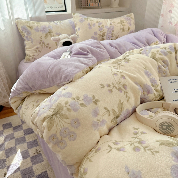 91家纺网 家纺一手货源 找家纺 （总）繁花家居 2025新款200克牛奶绒小清新卡通复古风三件套四件套