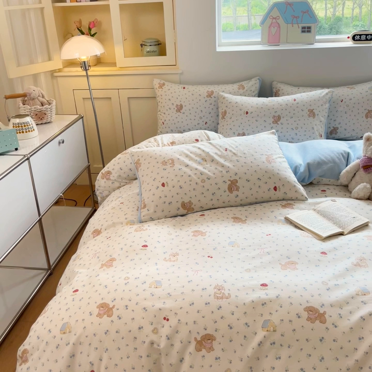 91家纺网 家纺一手货源 找家纺 麦伦家居 2025秋冬新款多功能床品全棉+牛奶绒印花四件套 森林小屋