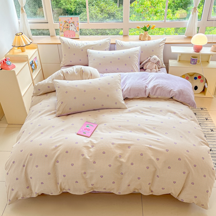 91家纺网 家纺一手货源 找家纺 麦伦家居 2025秋冬新款多功能床品全棉+牛奶绒印花四件套 爱的小屋