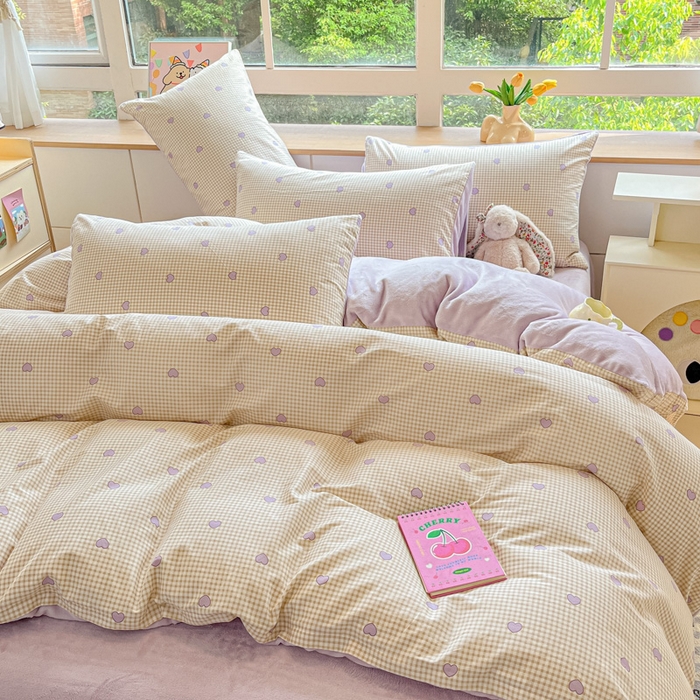 91家纺网 家纺一手货源 找家纺 麦伦家居 2025秋冬新款多功能床品全棉+牛奶绒印花四件套 爱的小屋