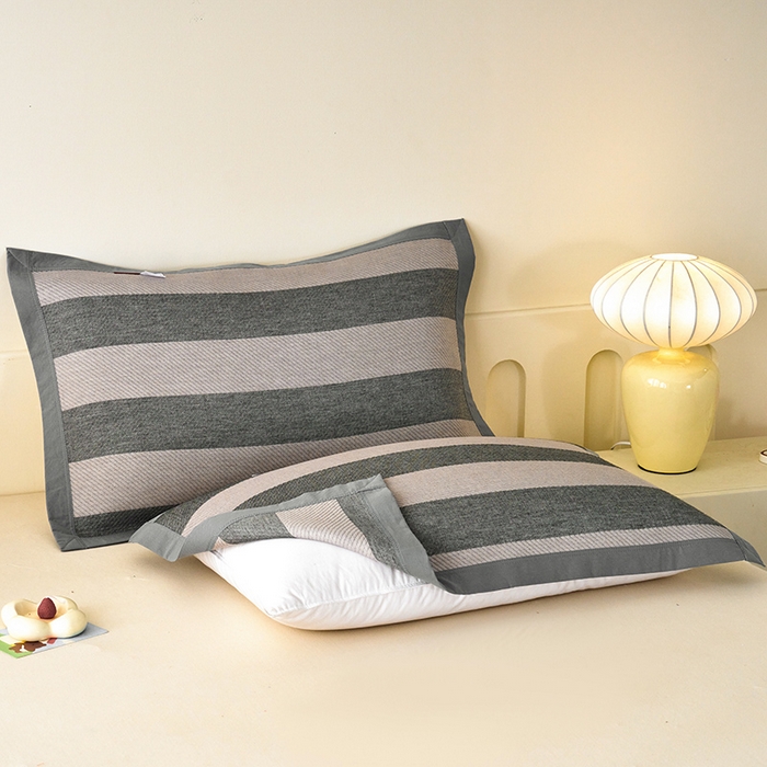 91家纺网 家纺一手货源 找家纺 棠薇家纺 2025新款简约包边款枕巾纯棉枕巾夹绵枕巾透气吸汗 极简生活灰枕巾