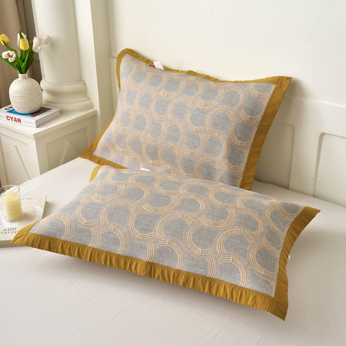 91家纺网 家纺一手货源 找家纺 棠薇家纺 2025新款简约包边款枕巾纯棉枕巾夹绵枕巾透气吸汗 半夏枕巾