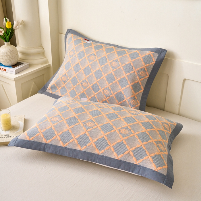 91家纺网 家纺一手货源 找家纺 棠薇家纺 2025新款简约包边款枕巾纯棉枕巾夹绵枕巾透气吸汗 晨光枕巾