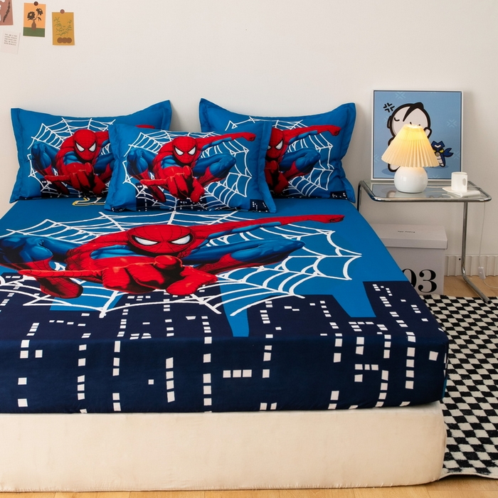 91家纺网 家纺一手货源 找家纺 一电 2024新款卡通床单床笠棕垫床套防尘罩席床垫保护套卡通儿童上下床床单床笠-第一批 蜘蛛侠