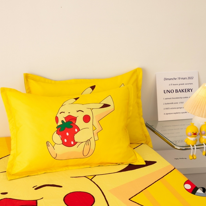 91家纺网 家纺一手货源 找家纺 一电 2024新款卡通床单床笠棕垫床套防尘罩席床垫保护套卡通儿童上下床床单床笠-第一批 草莓皮卡丘