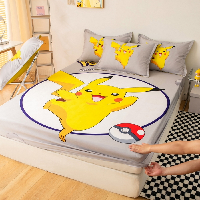 91家纺网 家纺一手货源 找家纺 一电 2024新款卡通床单床笠棕垫床套防尘罩席床垫保护套卡通儿童上下床床单床笠-第一批 圈圈皮卡丘