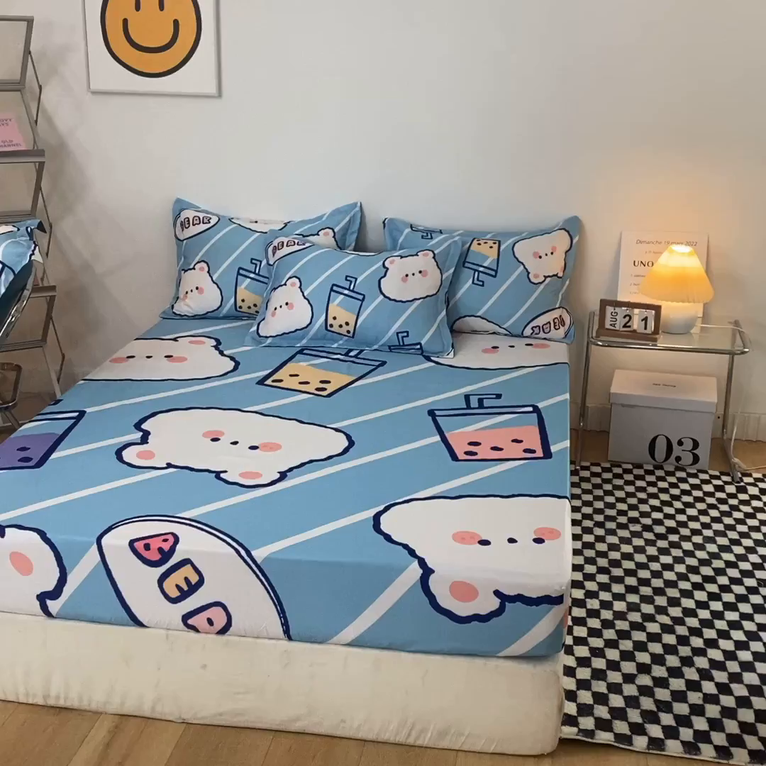 91家纺网 家纺一手货源 找家纺 一电 2024新款卡通床单床笠棕垫床套防尘罩席床垫保护套卡通儿童上下床床单床笠-第一批 奶茶小熊