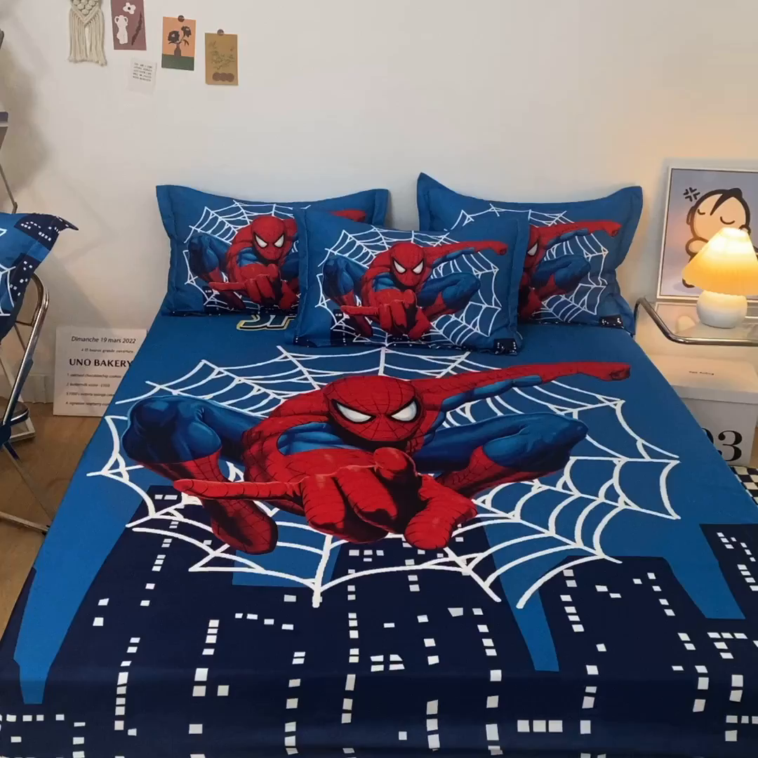 91家纺网 家纺一手货源 找家纺 一电 2024新款卡通床单床笠棕垫床套防尘罩席床垫保护套卡通儿童上下床床单床笠-第一批 蜘蛛侠