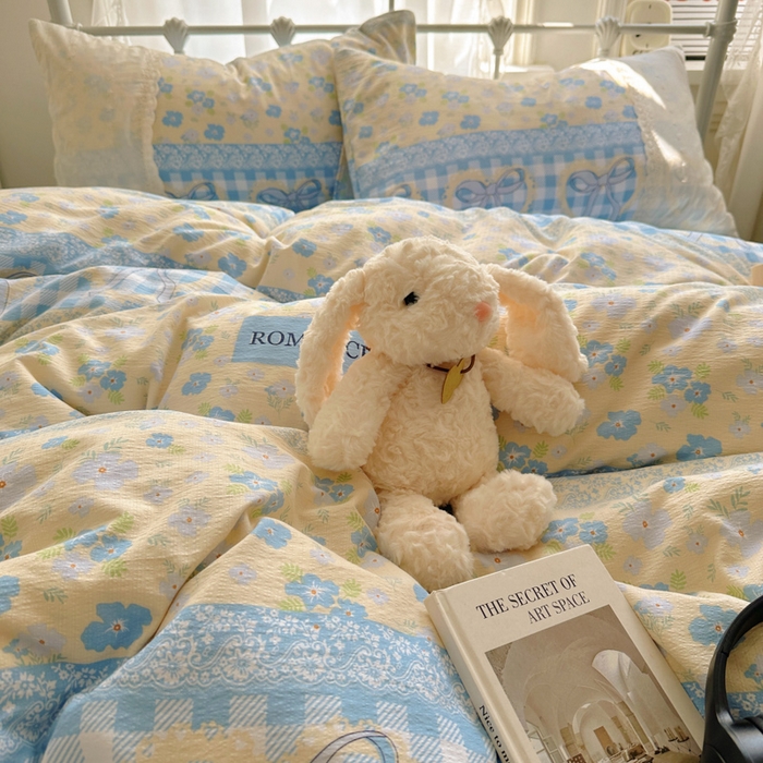 91家纺网 家纺一手货源 找家纺 花伞家居 2025新款A类韩系蕾丝花边云感木棉双层纱四件套（提供买家秀） 韩系爱洛