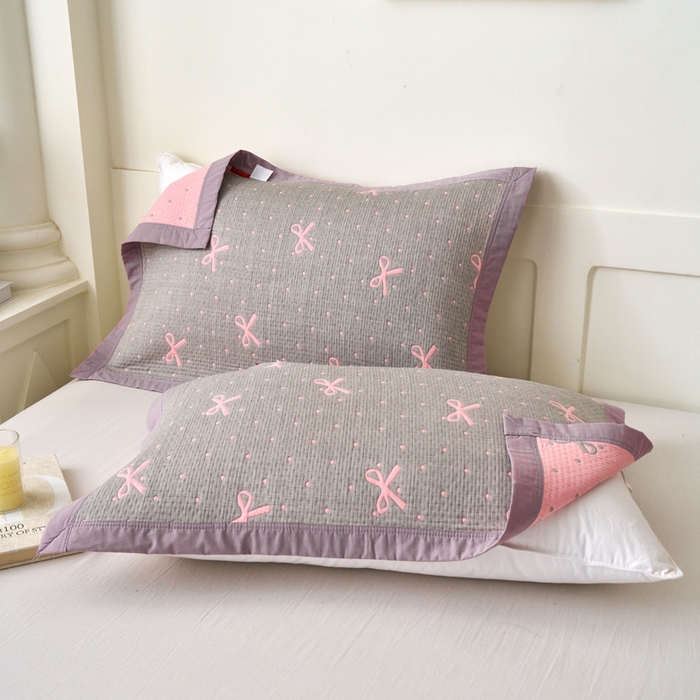 棠薇家纺 2025新款简约包边款枕巾纯棉枕巾夹绵枕巾透气吸汗 粉相思枕巾