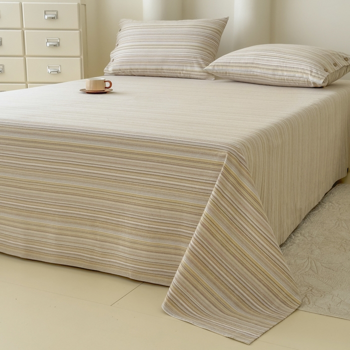 91家纺网 家纺一手货源 找家纺 织雅漫 2025春夏新款高端舒棉系列全棉纯棉100%棉细纱老粗布床单凉席席子 扶霞-米