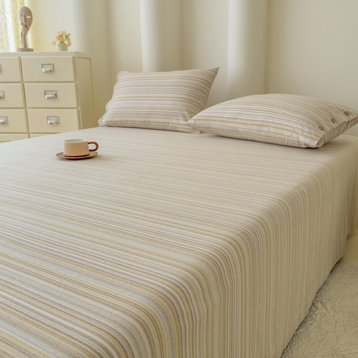 91家纺网 家纺一手货源 找家纺 织雅漫 2025春夏新款高端舒棉系列全棉纯棉100%棉细纱老粗布床单凉席席子 扶霞-米