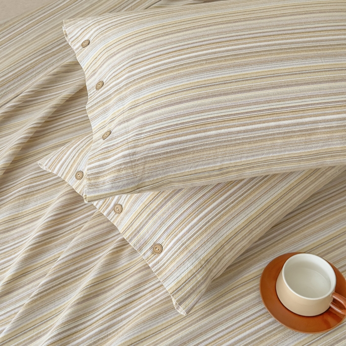 91家纺网 家纺一手货源 找家纺 织雅漫 2025春夏新款高端舒棉系列全棉纯棉100%棉细纱老粗布床单凉席席子 扶霞-米