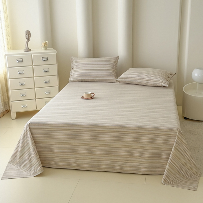 91家纺网 家纺一手货源 找家纺 织雅漫 2025春夏新款高端舒棉系列全棉纯棉100%棉细纱老粗布床单凉席席子 扶霞-米