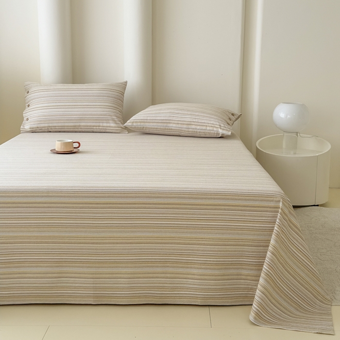 91家纺网 家纺一手货源 找家纺 织雅漫 2025春夏新款高端舒棉系列全棉纯棉100%棉细纱老粗布床单凉席席子 扶霞-米