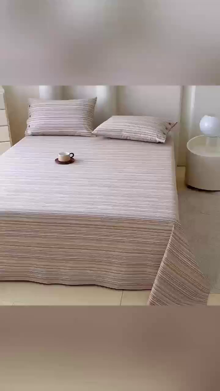 91家纺网 家纺一手货源 找家纺 织雅漫 2025春夏新款高端舒棉系列全棉纯棉100%棉细纱老粗布床单凉席席子 扶霞-米