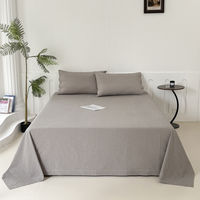 91家纺网 家纺一手货源 找家纺 织雅漫 2025春夏新款高端舒棉系列全棉纯棉100%棉细纱老粗布床单凉席席子 米格-咖