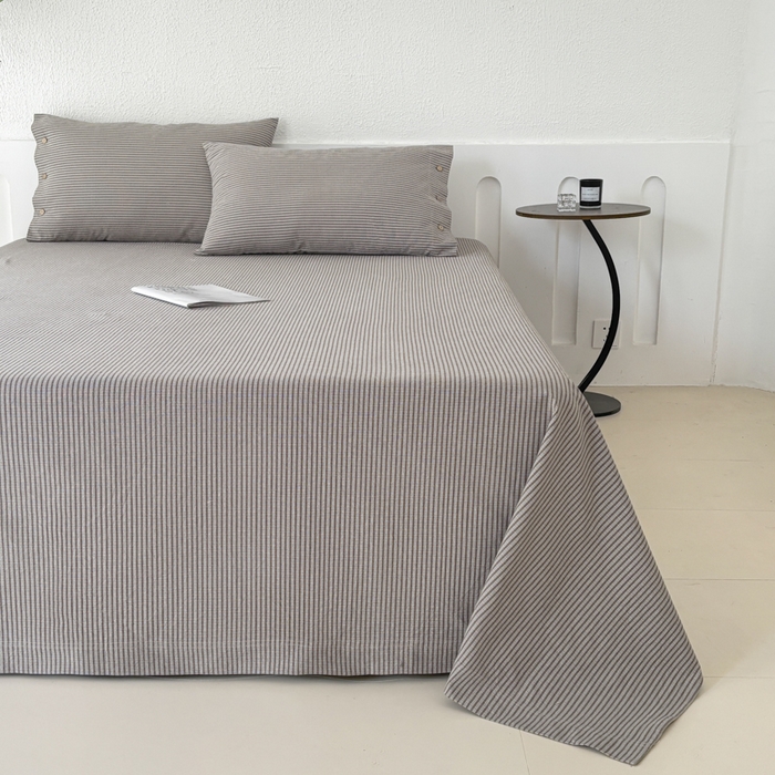 91家纺网 家纺一手货源 找家纺 织雅漫 2025春夏新款高端舒棉系列全棉纯棉100%棉细纱老粗布床单凉席席子 米格-咖