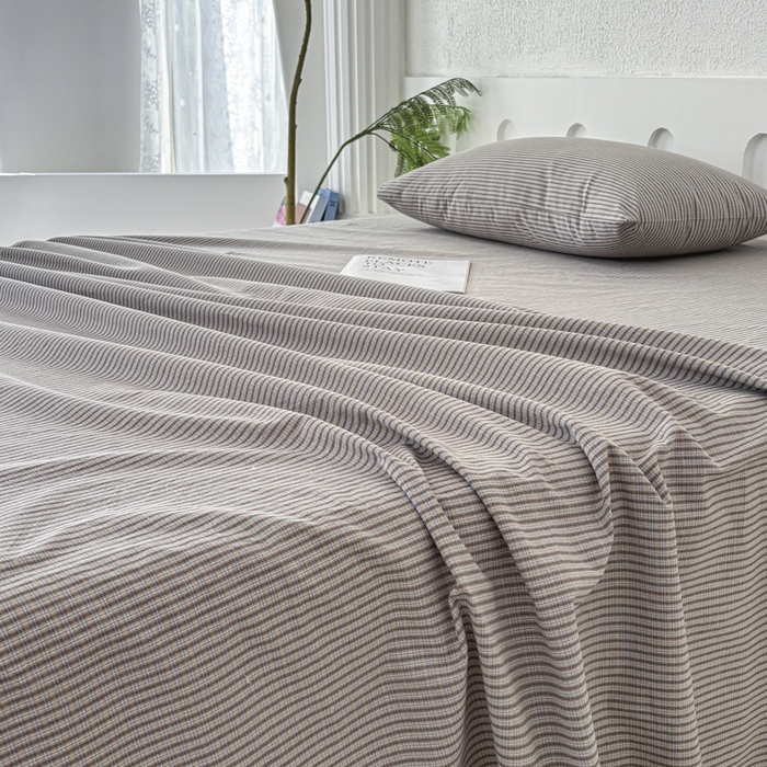 91家纺网 家纺一手货源 找家纺 织雅漫 2025春夏新款高端舒棉系列全棉纯棉100%棉细纱老粗布床单凉席席子 米格-咖